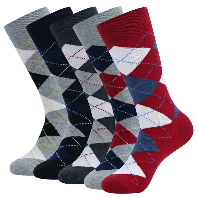 5 Pairs Men's Dress Crew Socks Fashion Colorful Gentleman's Socks Comfy Cotton Long Socks, Argyle Print Vintage Socks Casual Socks Plus Size (image for) 5 Pairs Men's Dress Crew Socks Fashion Colorful Gentleman's Socks Comfy Cotton Long Socks, Argyle Print Vintage Socks Casual Socks Plus Size